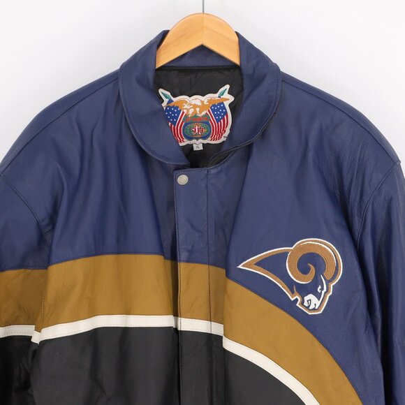 VINTAGE JEFF HAMILTON St. Louis Rams NFL Leather Jacket Size XL - Picture 5 of 13